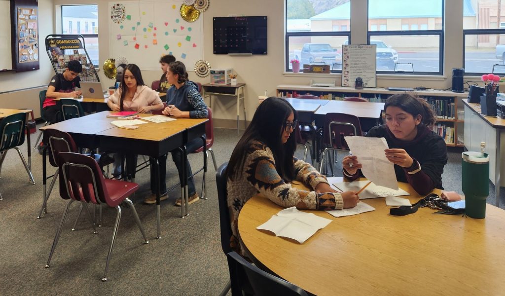 Upward Bound seniors at Butte Valley High School tutoring UB classmates in Math & English.